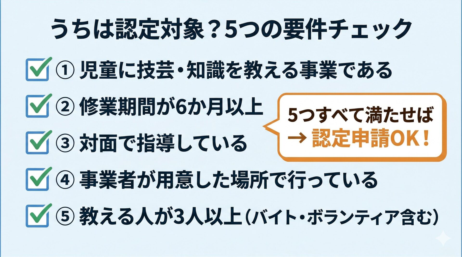 認定対象となる5つの要件チェックリスト