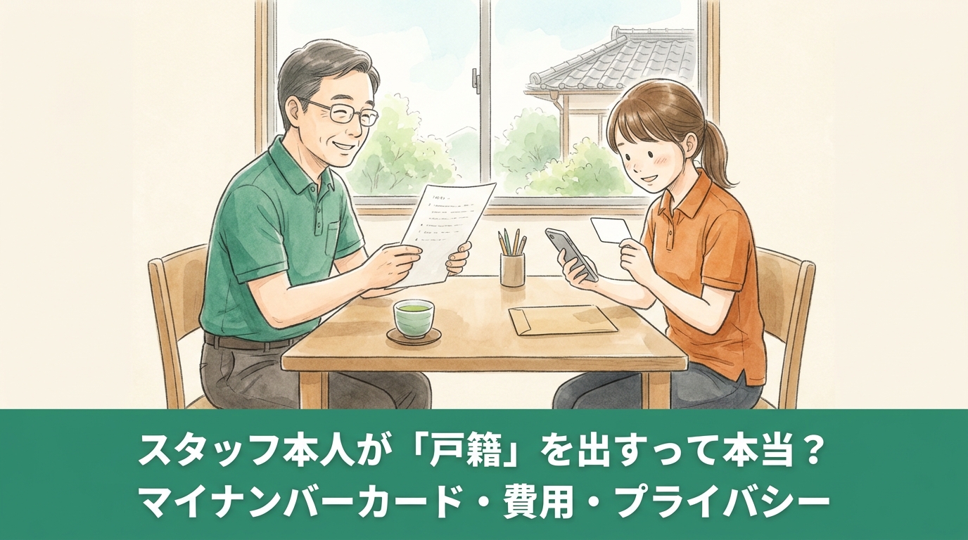 日本版DBSで「スタッフ本人が戸籍を出す」って本当？マイナンバーカードがない人・費用・プライバシーの不安にお答えします